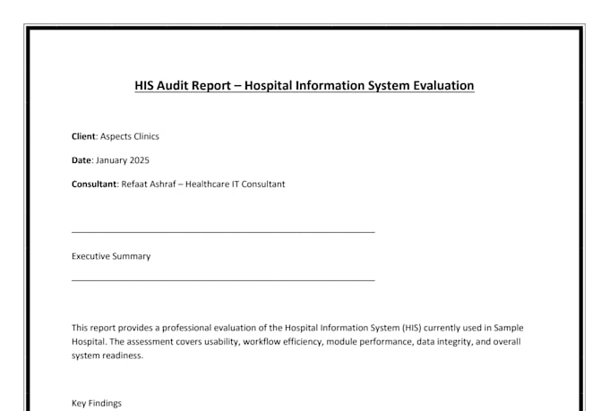 audit your hospital information system and provide a full performance report